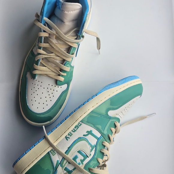Teal and White High-Top Sneakers main image 5